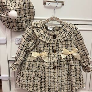 Stylish Kids Plaid Coat with Bow Accents